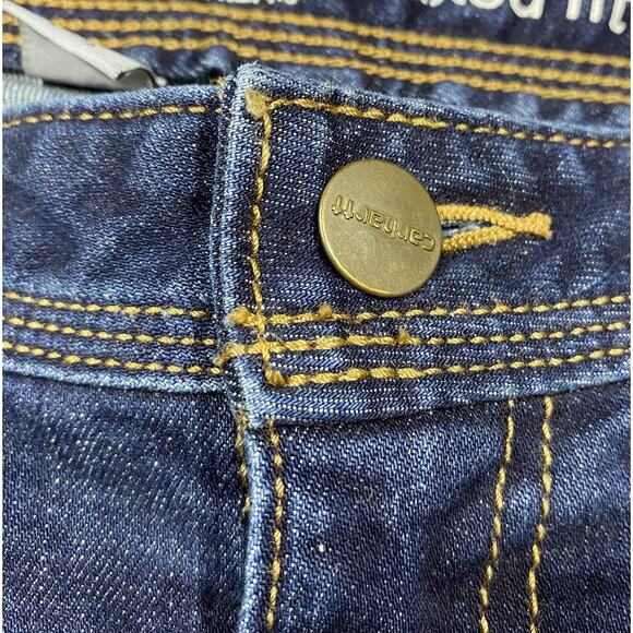 Carhartt Relaxed Fit Jeans Women 6 Short Blue Denim Workwear Bootcut - Picture 5 of 12